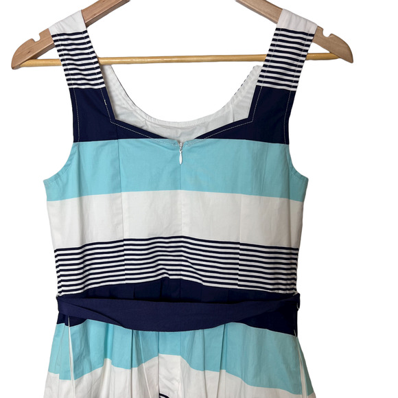 41 Hawthorn Size S Stripe Sleeveless Knee Dress Tie Waist Fit & Flare Lined NWT - Picture 6 of 16